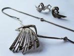 Art deco zilveren ketting, bijpassende oorclips, markasiet, Verzenden, Zilver, Ketting