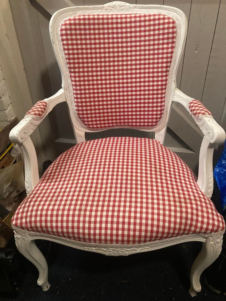Rood-wit geblokte kinderfauteuil, Gebruikt, Klassiek, Ophalen of Verzenden, Eén