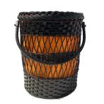 Vintage MAND met hengsel oranje zwart retro bloempot 33x41, Ophalen of Verzenden, Huis en Inrichting