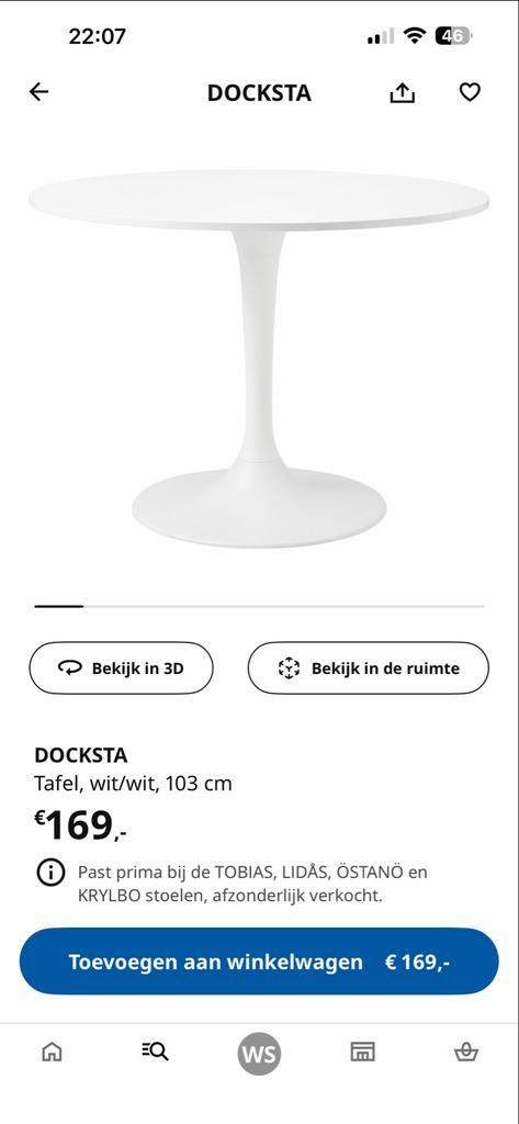 IKEA Docksta Trompetvoet met Ovaal Blad, Huis en Inrichting, Tafels | Eettafels, Gebruikt, 50 tot 100 cm, tot twee personen, Ovaal