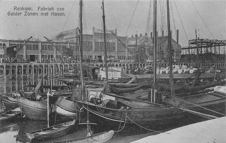 AZ132 Renkum Fabriek van Gelder Haven boot 1914, Verzamelen, Ansichtkaarten | Nederland, Gelopen, Gelderland, Voor 1920, Verzenden