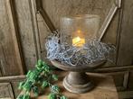 NIEUW houten schaal met kunsttak, windlicht en led kaars, Ophalen of Verzenden, Nieuw