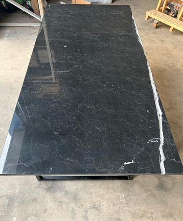 Marmeren Eettafel Zwart 180x90 cm met Buisframe onderstel 