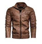 Faux Leather Biker Jacket, Whiskey, Ophalen, Nieuw, Bruin