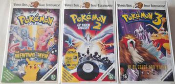 Pokemon Movies 1,2 & 3 Trilogy Set VHS Cartoon/Anime beschikbaar voor biedingen