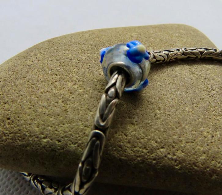 Glazen bedel passend op pandora en trollbeads met bloemen., Sieraden, Tassen en Uiterlijk, Bedels, Nieuw, Overige merken, Glas of Kristal