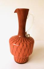 Glazen vaas oranje met oor luchtbellen Kralik Bohemen 2825-g, Ophalen of Verzenden