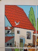 De boerderij oude schoolplaat uit Frankrijk litho op canvas., Ophalen of Verzenden