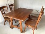 Eikenhouten eettafel met 4 stoelen, Ophalen, Zo goed als nieuw, 4 tot 6 stoelen