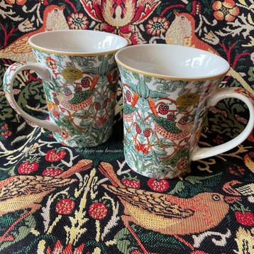 Engelse set bekers William Morris Strawberry Thief 2 stuks beschikbaar voor biedingen