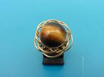 Gouden damesring met tijgeroog                           G41, Sieraden, Tassen en Uiterlijk, Ringen, Gebruikt, Overige kleuren