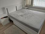 Ikea Songesand bed 160x200, incl. onderlades en nachtkastjes, Ophalen, Wit, Tweepersoons, Zo goed als nieuw