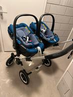 Bugaboo Donkey 2 + Twin adapter + 2x Maxi Cosi Pebble 360, Verstelbare duwstang, Kinderwagen, Bugaboo, Zo goed als nieuw