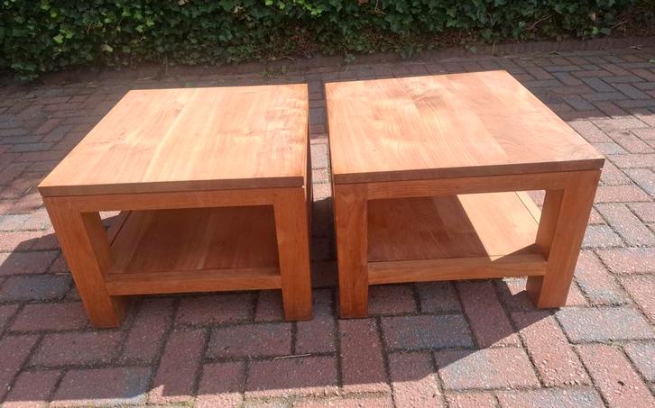 Teakhout salontafel bijzet tafel, Huis en Inrichting, Tafels | Bijzettafels, Zo goed als nieuw, Vierkant, 45 tot 60 cm, 55 tot 75 cm