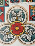 Glas in Lood Ontwerpen - Litho uit 1894, Antiek en Kunst, Ophalen of Verzenden