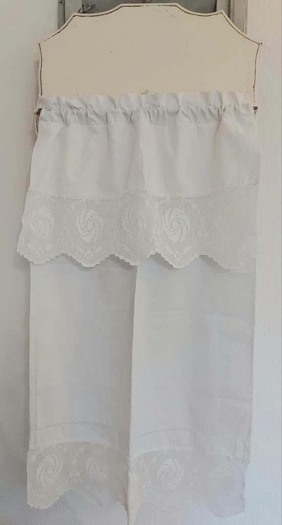 FRANS OUD SIERHANDDOEK PLANK/REK/KOPER ROE + KANT SIERDOEK, Antiek en Kunst, Curiosa en Brocante, Ophalen of Verzenden