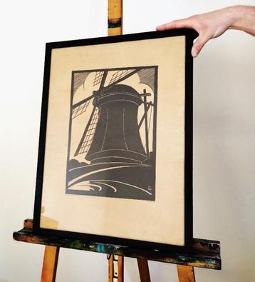Piet Bulthuis grote houtsnede molen beschikbaar voor biedingen
