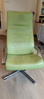 Draaifauteuil leer chroom groen, Ophalen, Design, Zo goed als nieuw, 50 tot 75 cm