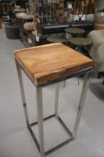 Hoge vierkante plantentafel zuil PTMD metaal & hout, Ophalen, Zo goed als nieuw