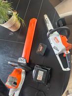 STIHL Heggenschaar + Kettingzaag met Accu's & Lader, Ophalen of Verzenden, Gebruikt, Accu