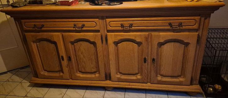 Gratis af te halen. Blank eiken vol hout dressoir., Huis en Inrichting, Kasten | Dressoirs, Gebruikt, 200 cm of meer, 25 tot 50 cm