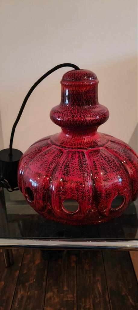 Vintage Fat Lava Hanglamp - Rood Keramiek, Huis en Inrichting, Lampen | Hanglampen, Gebruikt, Minder dan 50 cm, Overige materialen