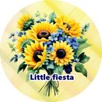 LF3980 ouwel zonnebloem 20x4,7cm eetbare cupcake rondjes, Ophalen of Verzenden, Nieuw, Cupcakes, Versiering