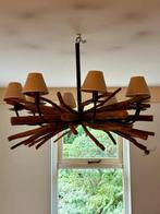 Bijzondere houten stokkenlamp – unieke eyecatcher!, Ophalen, Zo goed als nieuw, Metaal, 50 tot 75 cm