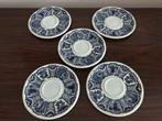 Boch Old Dutch set van 5 bordjes molen tulpen blauw wit, Antiek en Kunst, Ophalen of Verzenden