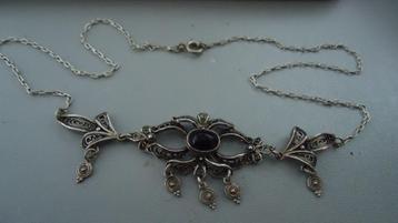 zilver 925  ketting met onix steen  beschikbaar voor biedingen