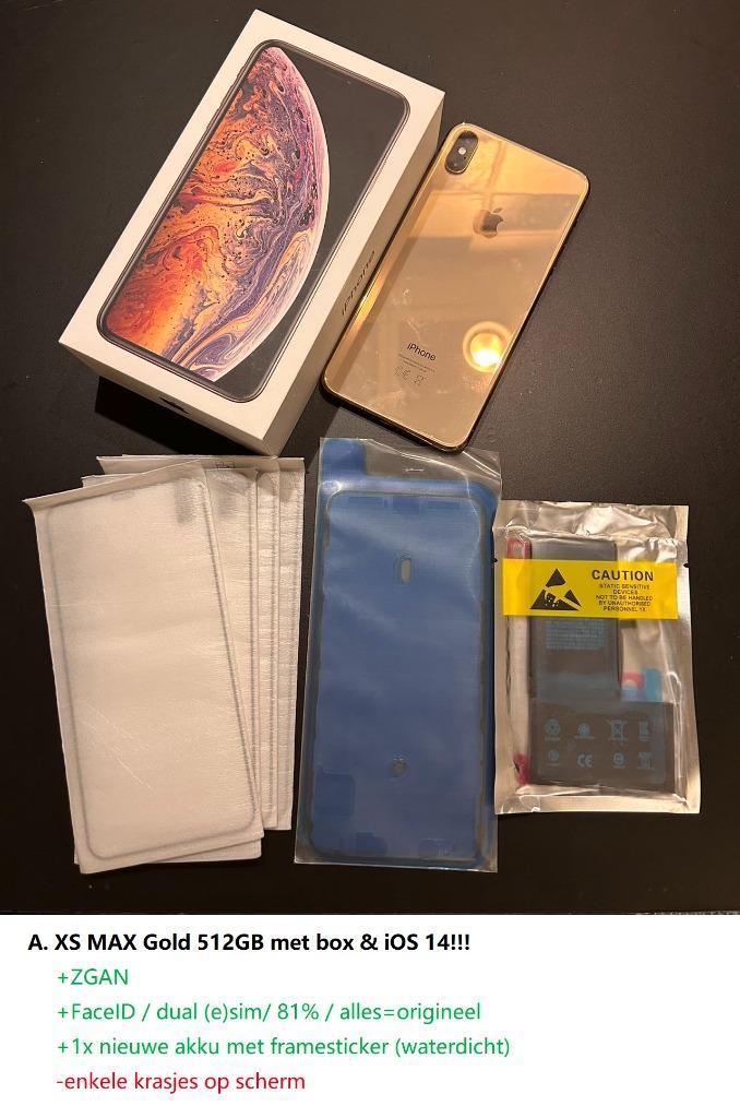 Apple iPhone XS Max 512GB Goud (FaceID=ok/81%akku/iOS14,4), Telecommunicatie, Mobiele telefoons | Apple iPhone, Zo goed als nieuw