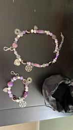 Mooie sieraden set paars/ lila ketting en armband, Ophalen of Verzenden, Zo goed als nieuw, Paars