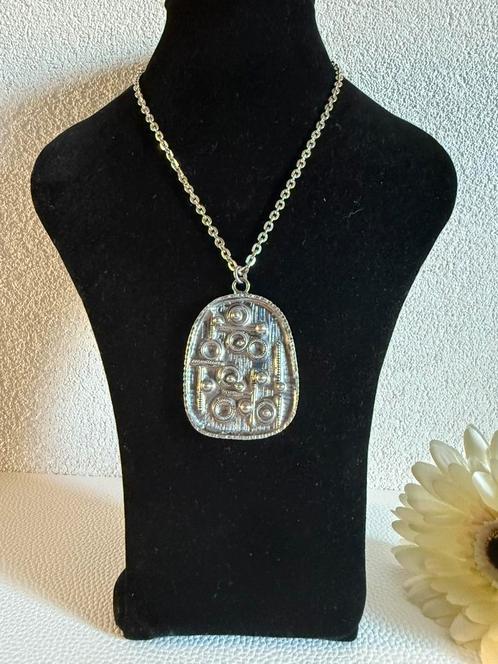 S084/Verzilverde Tinnen  (ASTRI HOLTE) ketting Noorwegen, Sieraden, Tassen en Uiterlijk, Kettingen, Gebruikt, Overige materialen
