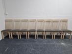 Set van 8 eetkamerstoelen white oak eiken met grijze stof, Huis en Inrichting, Stoelen, Ophalen, Hout, Gebruikt, /