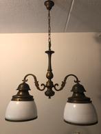 Klassieke station hanglamp uit stations restauratie brons, Klassiek, Ophalen of Verzenden, Zo goed als nieuw, Glas