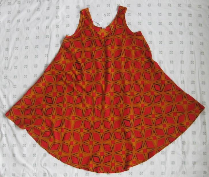 Oranje rode A-lijn jurk, grafische ster 38-40 viscose, Nieuw, Kleding | Dames, Jurken, Nieuw, Maat 38/40 (M), Oranje, Boven de knie