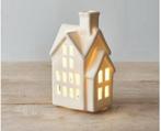 Portland - Led Verlicht Wit Huisje 12CM kerst deco kerstdorp, Nieuw, Ophalen of Verzenden, H, H