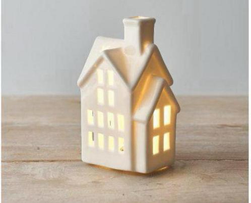 Portland - Led Verlicht Wit Huisje 12CM kerst deco kerstdorp, Diversen, Kerst, Nieuw, Ophalen of Verzenden