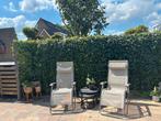 Te koop: twee beige Lafuma stoelen, Tuin en Terras, Tuinstoelen, Ophalen, Zo goed als nieuw, Textileen, Verstelbaar