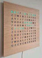 Woordklok / wordclock / tekstklok 50cm van eikenhout, Ophalen of Verzenden, Nieuw, Wandklok