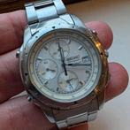 Vintage Seiko 7T32-6M00 Chronograph Alarm - White Dial, Sieraden, Tassen en Uiterlijk, Horloges | Heren, Gebruikt, Staal, Polshorloge