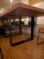 Strakke moderne  Eiken Houten Eettafel met Metalen Onderstel, Antiek en Kunst, Antiek | Meubels | Tafels, Ophalen