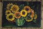 Mooi doek stilleven vaas zonnebloemen bloemen Haken Boerman, Antiek en Kunst, Ophalen of Verzenden