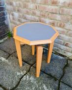 Plantentafel kruk hout Art Deco stijl grijs tafelblad uniek, Ophalen, Zo goed als nieuw, Hout