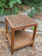 Retro bijzettafel met glazen blad, Antiek en Kunst, Antiek | Meubels | Tafels, Ophalen