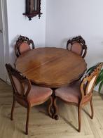 Antieke eetkamertafel en vier stoelen, Antiek en Kunst, Antiek | Meubels | Tafels, Ophalen
