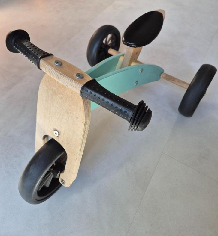 Houten loopfiets 4in1 mint, Kinderen en Baby's, Speelgoed | Buiten | Voertuigen en Loopfietsen, Gebruikt, Loopfiets, Ophalen