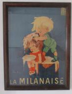 originele reclame La Milanaise pasta jaren 30, Verzenden, Gebruikt, Reclamebord