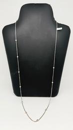 Lange zilveren fijne ketting met balletjes er aan., Verzenden, Zo goed als nieuw, Zilver