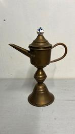 Antieke Koperen Olielamp Type Snotneus, Antiek en Kunst, Ophalen of Verzenden